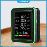 6 In 1 Air Quality Monitor Humidity Temperature PM2.5 HCHO TVOC Carbon Dioxide Detector for Indoor H