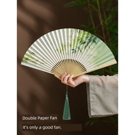 27cm Double-Sided Paper Fan Chinese Fan Antique Folding Fan Men Women Hanfu Portable Folding Fan Chi
