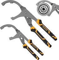 ELEAD Adjustable Oil Filter Wrench Set - 9" & 12" Pliers for Cars, Trucks, Motorcycles - Durable Car