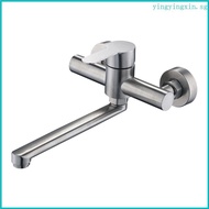 YIN Wall Mounted Kitchen Faucet Stainless Steel Tube Tap Sink Water Faucet Rotatable Long Spouts Mixers Tap Easy to Use