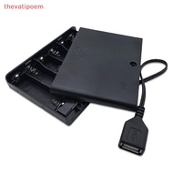 [thevatipoem] 1Pcs USB Power Supply Battery Box With Cover And 6 X AA USB Battery Box For 9V LED Str