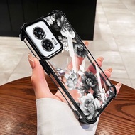 VRQR for Oppo A57 A77 2022 4G A57E A57S A77S 4G Ink Wash Flower Butterfly Transparent Shockproof Pho