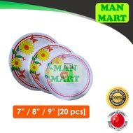 20PCS printed paper plate/ Disposable Paper Plate/ Party Plate/ Kertas pinggan [7” (18cm) / 8” (20cm