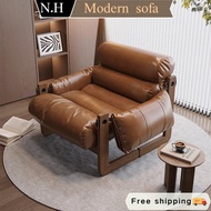 【N.H】 Jersey Island Chair Leisure Chair Single Lazy Sofa Recliner Living Room Solid Wood Sofa