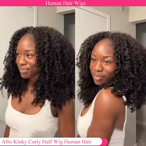 250% Afro Kinky Curly Half Wig With Drawstring Flip Over Install Glueless Wig Half Wig Drawstring Af