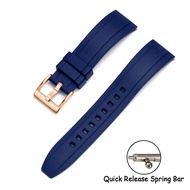 สายนาฬิกาพรีเมียม สายยาง FKM 20 mm 22 มม 24 มม สายนาฬิกาแบบปลดเร็ว  สีเงิน ทอง สายนาฬิกายางกันน้ำ สา