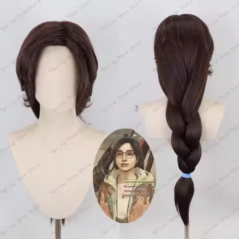 Monster Hunter Rise Alma Hair Cosplay Costume Hair Braid Ponytail Deep Brown Long Styled Halloween P