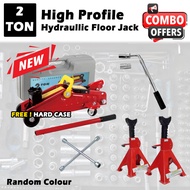 🔥Combo🔥 2 TON High Profile Hydraulic Floor Jack Kereta Car with Hard Case Hard Box Jek Trolley DIY Equipment Lift Tyre