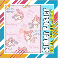 Sticker Poster A3 Hello Kitty My Melody Cat Cardboard Pink Cute Cute Kids Picture Print Sticker Custom A3 Vinyl ArtPaper Cardboard Vol-6