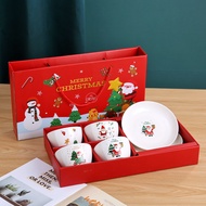 Household Cartoon Santa Claus Ceramic Tableware Set 4 Bowls 2 Plates Tableware