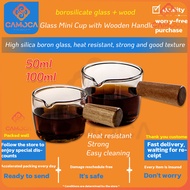 Cc 100ml Thickened Glass with Wooden Handle Espresso Cup Mini Milk Cup