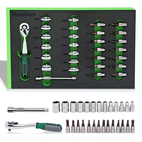Hand Tools 29-Piece 1/4-Inch Drive Impact Socket Set, Metric 4-14MM, Sturdy EVA Foam Tray, Fits Perf