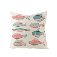 Colorful Sea Animal Fish Pattern Linen Cushion Cover Pillowcase Geometry Chair Throw Pillow Cover Custom Pillow Case 45 * 45cm