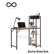 Infinity Hoxton Study Desk / Writing Table / Computer Table / Study Desk With 4 Tier Book Shelf (Bla