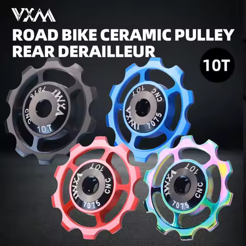 VXM Road Bicycle 10T Aluminum Guide Wheel MTB Bike Rear Derailleur Pulley Roller Ceramic Bearing Gui