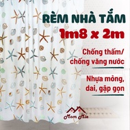 THIN bathroom curtain / Thin PEVA window curtain 2m long with hanging ring - G005
