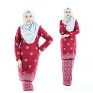 Baju Kurung Moden Songket  Tabur Maroon  Dewasa dan Budak Sedondon Baju Raya Saiz Besar