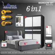MESRA - Bedroom Set Sliding door /Set Bilik Tidur/Almari Baju/Katil Queen/Bedroom Set/Bedroom set mu