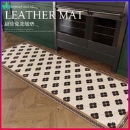 Kitchen Floor Mats Leather Carpets Waterproof, Oil-Resistant and Non-Slip Floor Mats Full Coverage Anti-Fouling Floor Mats Easy to Clean