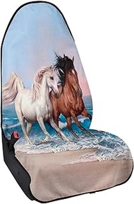 Poceacles Horse Sea Waves Print Waterproof Towel Car Seat Cover Auto Front Seats Cover Non Slip Sweating Car Seat Cover Car Seat Protector Fit Running Swimming Outdoor Sports