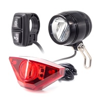 (DXCP) Ebike Headlight and Rear Light Set Input 24V 36V 48V 56V E-Bike LED Lamp Electric Bicycle Hea
