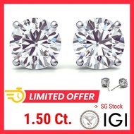 Igi 1.50 ct lab grown diamond earrings in 18k gold