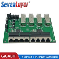4F8GE Gigabit Ethernet switch Fiber Optical Media Converter PCBA 8 RJ45 UTP 4SFP fiber Port 10/100/1000M Board PCB