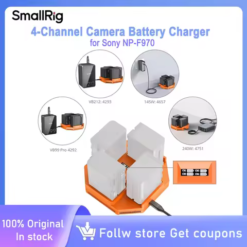 SmallRig Sony NP-F970 Charger SmallRig 4-Channel Camera Battery Charger with PD100W Fast Charging OL