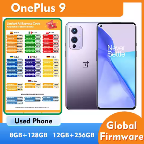 OnePlus 9 5G Smartphone 6.55inches 4500mAh 2400x1080px RAM 8GB/12GS ROM 128GB/256GB used phone