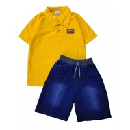 Boys and girls jeans shorts + collar t-shirt set for ages 1-10 years | Boys' clothing sets girls' cl