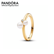 Pandora Gold plated 14k Duo Treated Freshwater Cultured Pearls Ring