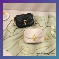 Women's macaron colored leather shoulder bag with long chain FT81 18.5 x 6.5 x 13 cm