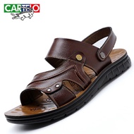 K-J Cartelo Crocodile（CARTELO）Men's Leather Sandals Breathable Full Grain Leather Cowhide Beach Shoes Men's Outdoor Two-