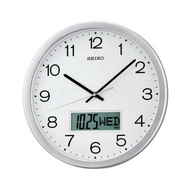 Seiko QXL007S QXL007SN Silver Case Lcd Calendar Wall Clock With Quiet Sweep Second Hand