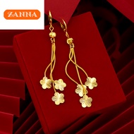 emas 916 original gold golden plum blossom long tassel earrings