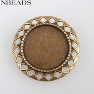 10pcs Vintage Alloy Brooch Cabochon Bezel Settings with Iron Pin Brooch Back Bar Findings Flat Round