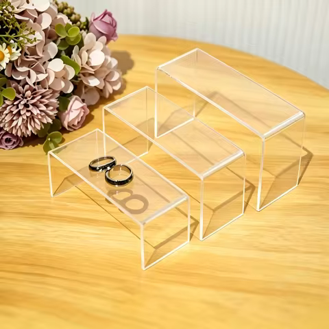 3/6/9Pcs Clear Acrylic Display Stand U-Shape Tiered Shelf for Blind Box Jewelry Cupcake Dessert Stor