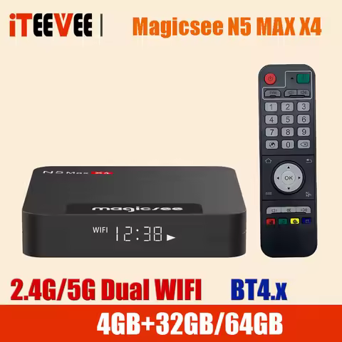 Magicsee N5 MAX X4 Amlogic S905X4 8K HDR Media Player Quad-core TV BOX Android 11 Mali-G31 MP2 BT4.2