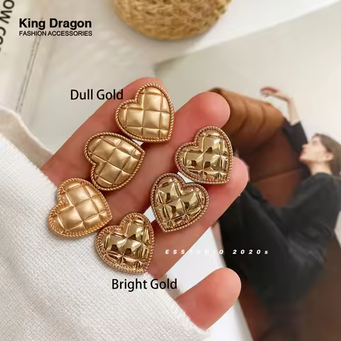 New Arrival Gold Heart Alloy Metal Buttons For Needlework Clothing Women Coat Suit Cardigan 6PCS Sew
