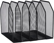 arricraft 1 Piece Metal 5 Section File Folder Organiser Desk, Black Removable Book Holder File Holde