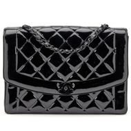 Chanel So Black Quilted Patent Large Diana Flap Bag Black Hardware, 1996-1997