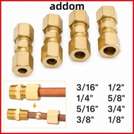 ADDOM Brass Compression Fitting, Brass Straight Tube Fitting Connector, Connector Multiple Sizes Com
