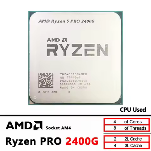 AMD Ryzen 5 PRO 2400G R5 PRO 2400G R5 2400G 3.6 GHz Used Quad-Core Eight-Thread 65W CPU YD240BC5M4MF