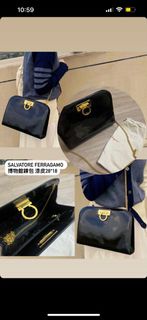 瑞奇二手精拚 salvatore ferragamo 博物館包  漆皮鍊包 手拿包 側背包