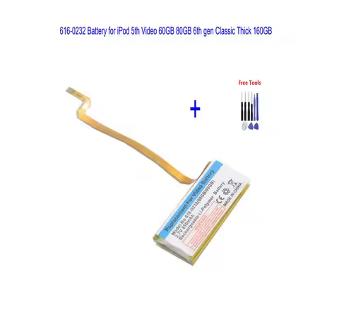 1x 850mAh 3.7V 616-0232 Replacement Battery for iPod 6th gen Classic 160G Thick for iPod 5th gen Vid