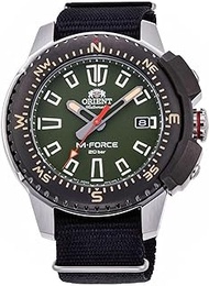 Orient RA-AC0N03E Men's M-Force Delta Nylon SLP-Thru Band Green Dial Automatic Dive Watch, Dive Watch