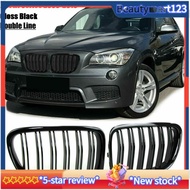 【BM】Glossy Black Front Bumper Dual Slat Front Kidney Grill Grille For-BMW X1 Series E84 SDrive XDrive 2009-2015