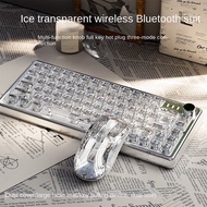 V82 Crystal Fog Transparent Wireless Mechanical Keyboard Girls Office Games Ice Bluetooth Three Mode