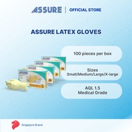 [Bundle of 3] ASSURE Latex Exam Gloves Powdered 100 Pce/Box