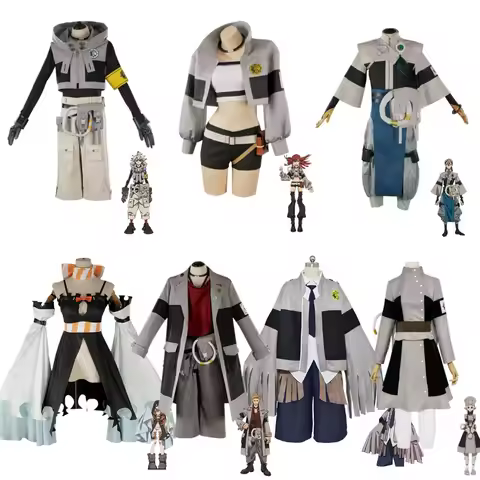GACHIAKUTA Rudo Engine Zanka Rio Cosplay Costume Grey Combat Costume Accessory Set Stage Performance